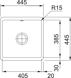 Alternative view of FRANKE KBK 110-40, porslin, svart, popup